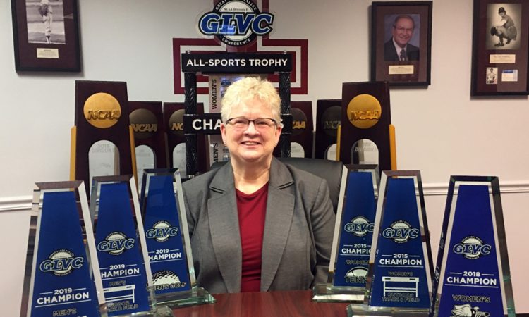 Sue Willey and her trophies.